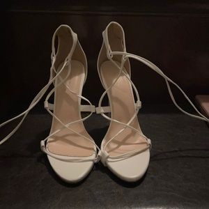 White/Off white lace up heels
